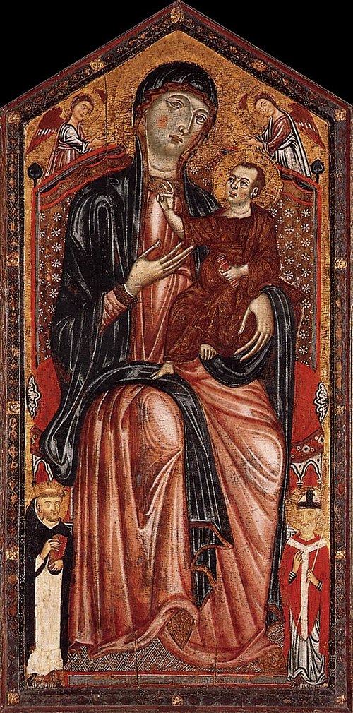 The Virgin and Child enthroned with Saints Dominic and Martin, and two Angels, 1290, Master of the Magdalen