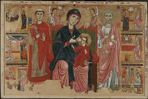Virgin and Child Enthroned with Saints Leonard and Peter and Scenes from the Life of Saint Peter, 1280, Master of the Magdalen