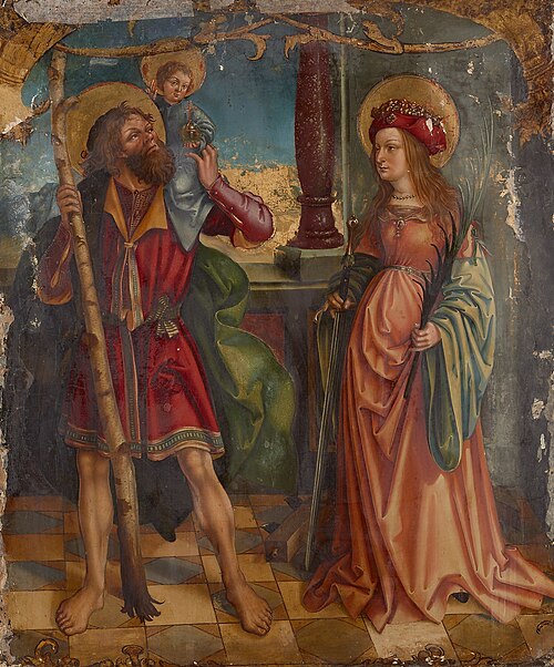 Hll. Christophorus und Katharina, 1512, Master of the Oberschönenfeld altar wings
