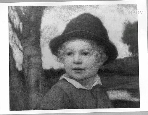 Head of a little boy with hat, 1901, Ludwig von Zumbusch