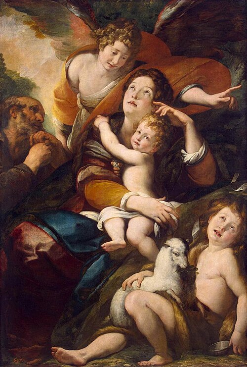 Holy Family with St John the Baptist and Angel, 1622, Giulio Cesare Procaccini