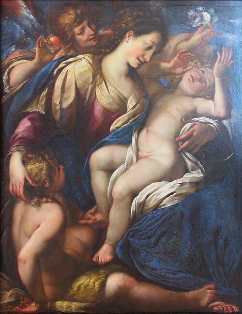 Madonna with child, John the Baptist, and an angel, 1750, Giulio Cesare Procaccini