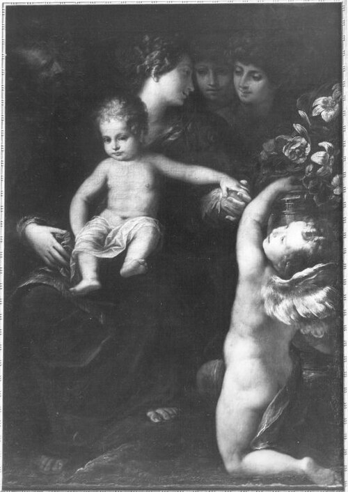 Heilige Familie mit Engel, 1587, Giulio Cesare Procaccini