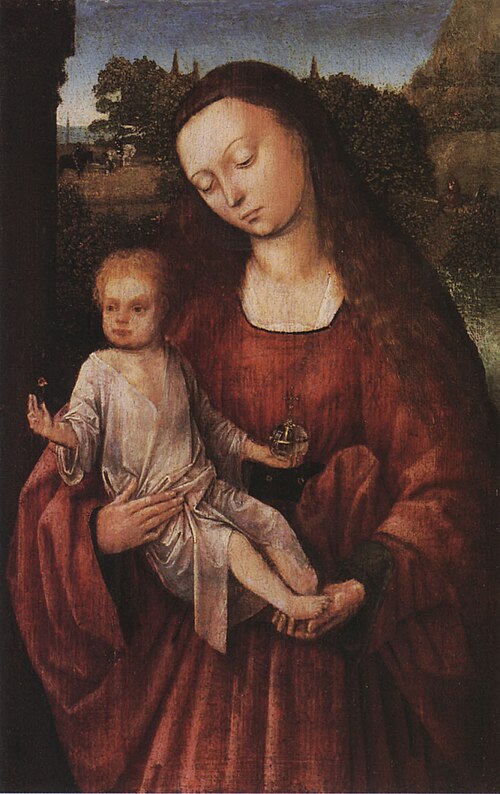 Maria met kind in landschap, 1495, Maître de la Madone André