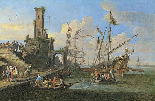 A Mediterranean harbour scene, 1700, Pieter Bout