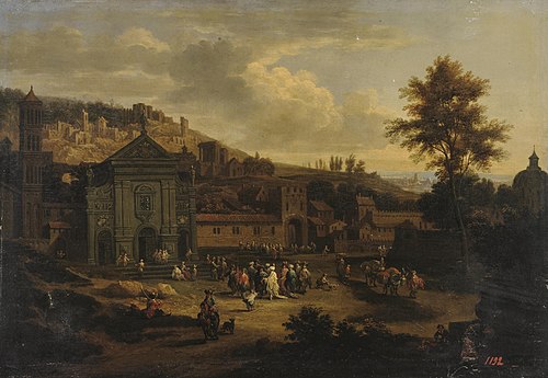Square in a Seaside Town, 1675, Pieter Bout
