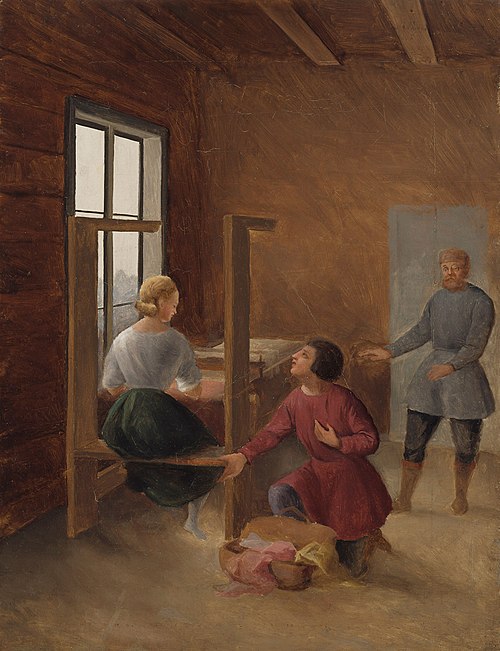 Scene from J. L. Runeberg´s "Elk Hunters", , Berndt Godenhjelm