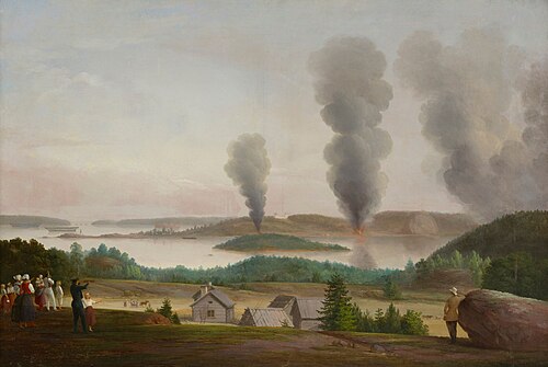 Ruotsinsalmi is Burning, Scene from the Crimean War 1855, , Berndt Godenhjelm