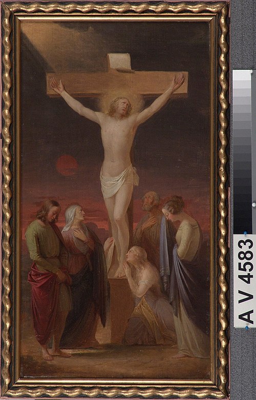 På korset, skiss för altartavlan i Pielisjärvi kyrka, 1848, Berndt Godenhjelm