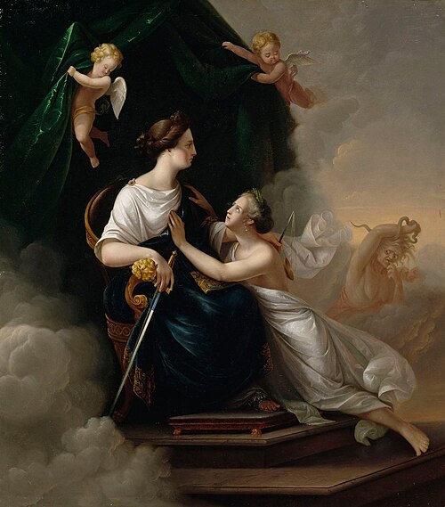 Rättvisan och oskulden, allegori, 1832, Berndt Godenhjelm