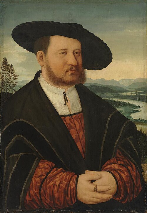 Bildnis Georg Weiß von Limpurg und Sachsenhausen Rückseite: Wappen, 1533, Conrad Faber von Creuznach