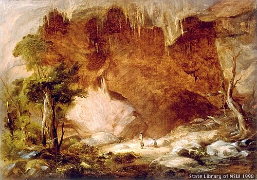 Northern entrance Abercrombie Caves, Rockbridge Creek, 1848 oil painting, 1849, Conrad Martens