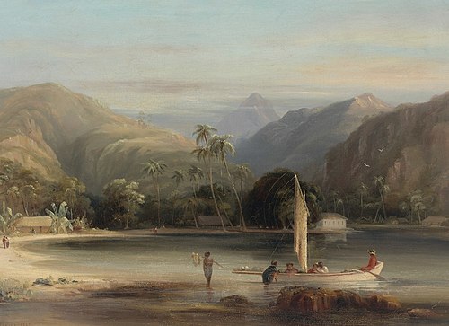 Island of Moorea, Windward Islands, French Polynesia, 1840 oil painting, 1840, Conrad Martens