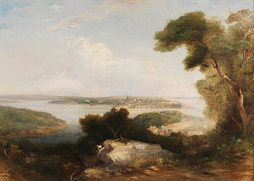 View of Sydney from St Leonards, 1851 oil painting, 1851, Conrad Martens