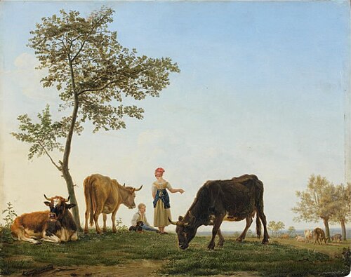 Couple of herders with a cow herd, 1810, Jean-Baptiste Berré