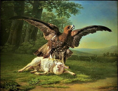 Un aigle s'efforçant d'enlever un mouton, 1812, Jean-Baptiste Berré