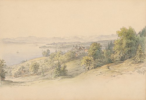 Pohľad na vilu Beringer s panorámou krajiny, 1882, Károly Lajos Libay