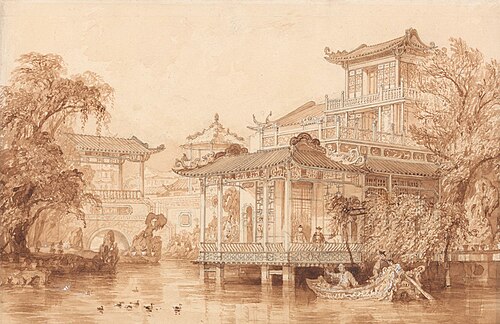 The House of a Chinese Merchant near Canton, , Thomas Allom