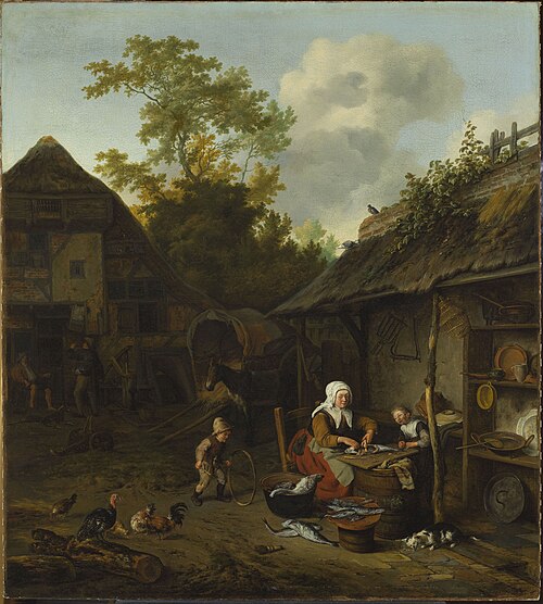 Fish scraping, 1682, Cornelis Dusart