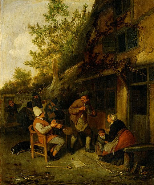 Bauern vor einem Wirtshaus, 1681, Cornelis Dusart
