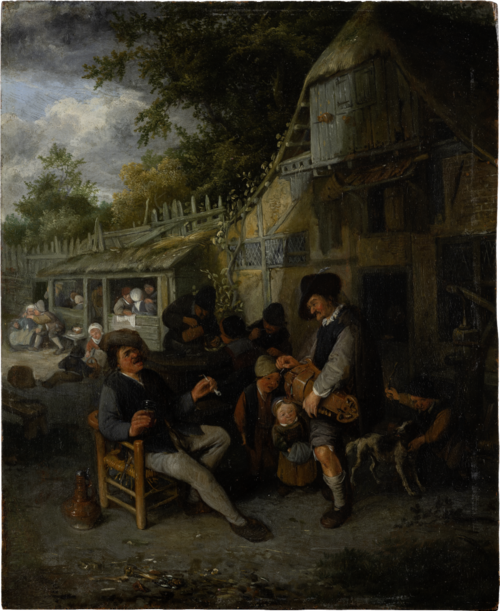 Country Inn with Hurdy-Gurdy Player, 1681, Cornelis Dusart
