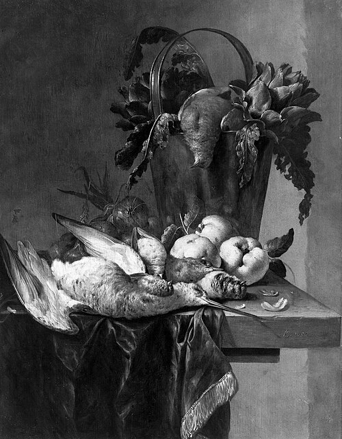 Still life with a brass pail, 1652, Cornelis Lelienbergh