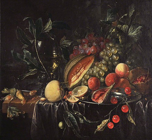 A Still Life with Pewter Plate and Fruits, 1655, Cornelis de Heem