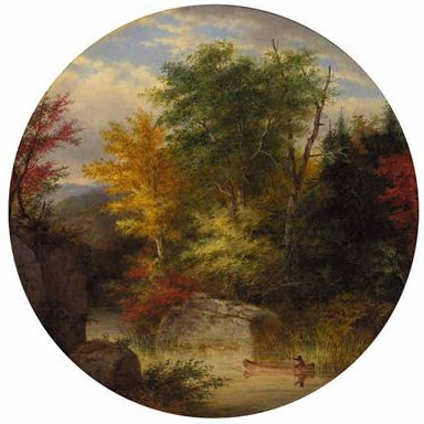 Canoe on the River, 1865, Cornelius Krieghoff