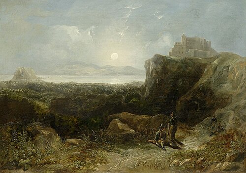 Paysage côtier à la lune, 1866, Cornelius Krieghoff