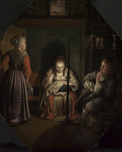 Sewing woman, Cavalier and maid by candlelight, 1660, Wolfgang Heimbach
