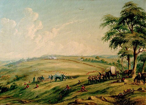 Engagement on Heights above Waterkloof, 1851, Thomas Baines