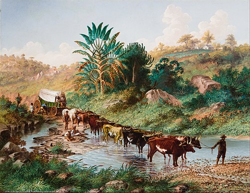 Wagon Crossing a Drift - Natal, 1874, Thomas Baines