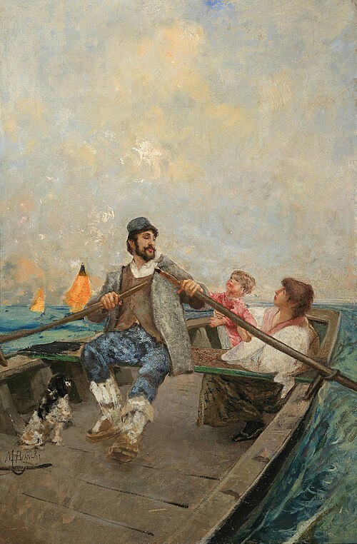 Family on a boat, 1904, Mosè Bianchi