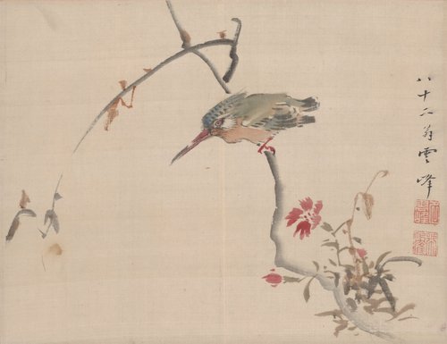 Kingfisher on a Branch, 1851, Ōoka Unpō