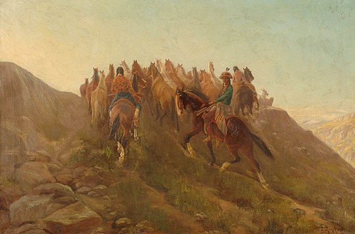 Paysage avec troupeau de chevaux, 1900, Julius Rorphuro