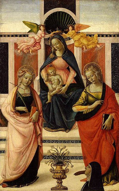 Virgin and Child enthroned between St Ursula and St Catherine, 1480, Davide Ghirlandaio