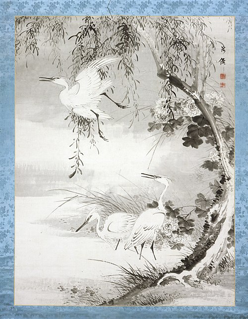 Herons and Willow, 1850, Oda Kaisen