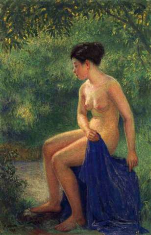 Female nude by water's edge, 1924, Okada Saburosuke