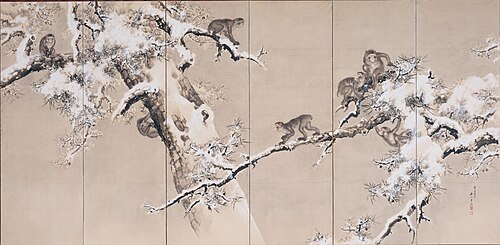 Monkeys in Pine Trees, 1853, Kishi Renzan