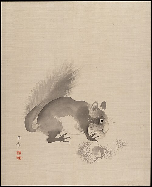 Squirrel Eating Chestnuts, 1889, Gyokusho Kawabata