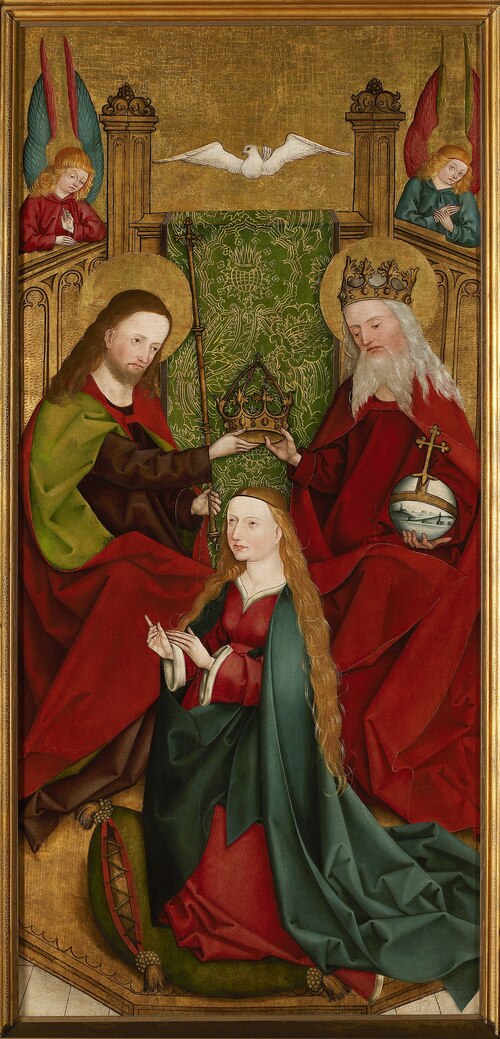 Kroning van de H. Maagd door de H. Drieëenheid, 1489, Meester van Kaufbeuren