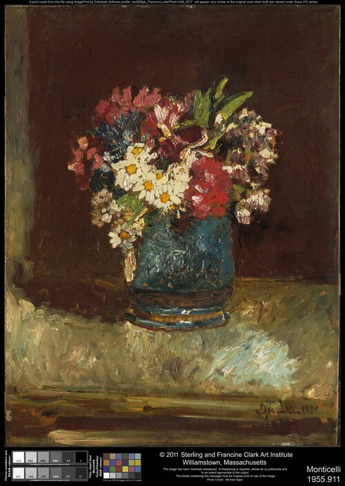 Flowers in a Blue Vase, 1875, Adolphe Joseph Thomas Monticel