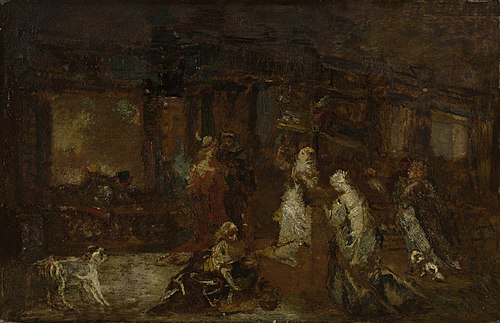 Venetian women in a park, 1877, Adolphe Joseph Thomas Monticel