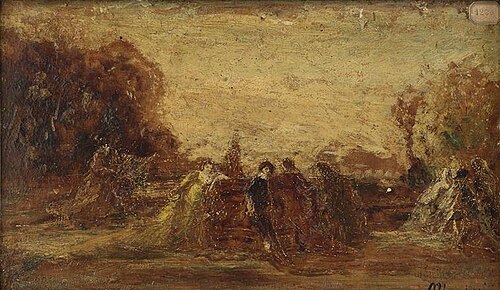 Personnages dans un parc, , Adolphe Joseph Thomas Monticel