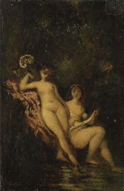Deux femmes au bain, , Adolphe Joseph Thomas Monticel