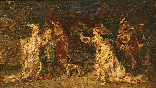 Gallant Meeting in the Park, 1877, Adolphe Joseph Thomas Monticel