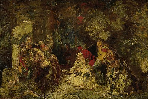Vrouwen in een bos, 1850, Adolphe Joseph Thomas Monticel