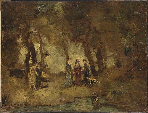 Promenade dans un parc, , Adolphe Joseph Thomas Monticel
