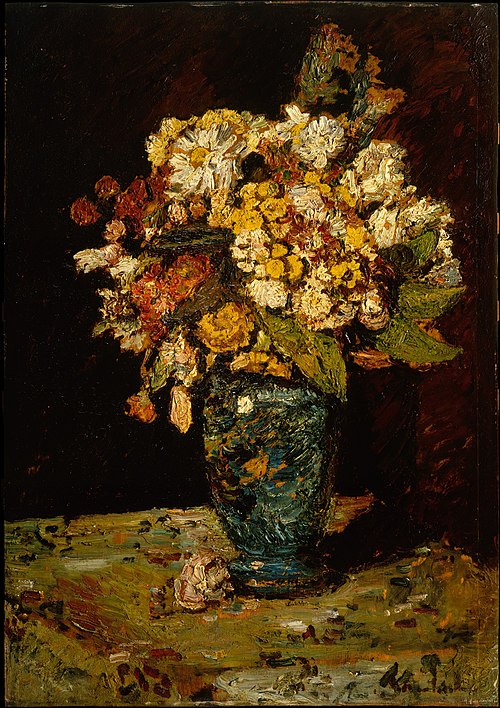 Flowers in a Blue Vase, 1881, Adolphe Joseph Thomas Monticel