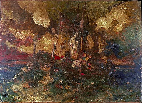 La Pêche à la torche, 1870, Adolphe Joseph Thomas Monticel